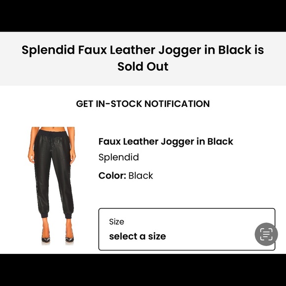 Splendid Faux Leather Jogger in Black, size small - Picture 5 of 5